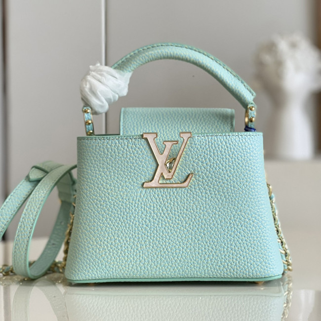 Louis Vuitton Womens Bags Handbags Luxury Brand CAPUCINES MINI M59850 Vert d'eau Green Taurillon leather with Original Box Whatapp