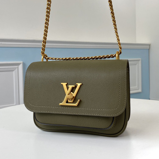 Louis Vuitton Womens Bags Messenger Shoulder Bags LOCKME CHAIN BAG Luxury Brand with Original Box Khaki Green Grained calf leather M57067 Whatapp