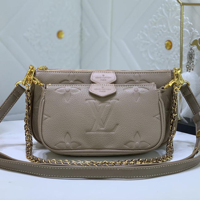 Louis Vuitton Womens Bags Clutch Wallets Luxury Brand Fashion Type Messenger Bags MULTI POCHETTE ACCESSOIRES M80399 Khaki Embossed supple grained cowhide leather Whatapp