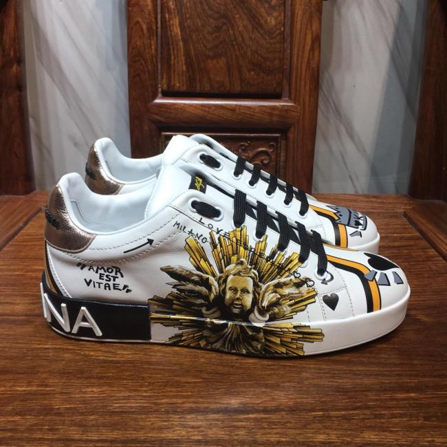 Dolce&Gabbana Men Shoes Sneakers Luxury Printed Calfskin Portofino Sneakers CS1561AU367HWS64 Whatapp