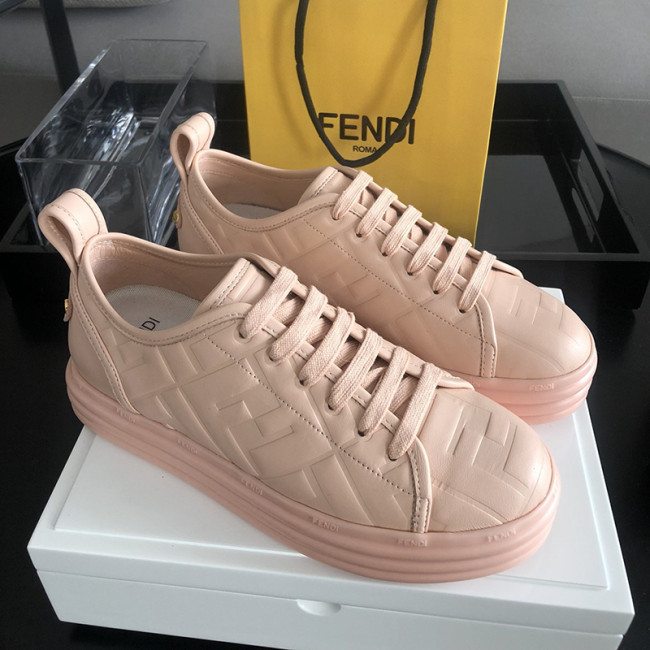 Fendi Womens Shoes FENDI RISE Leather Flatform Sneakers with Original Box Whatapp