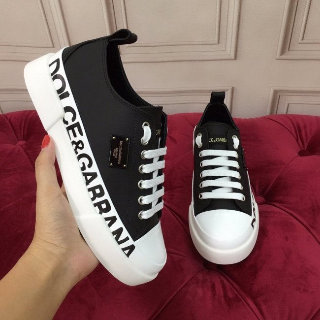 Dolce & Gabbana Mens Shoes Sneakers Rubber Sole Luxury Brand Calfskin Portofino light sneakers with logo-detailed plate and logo print Men Casual Shoes with Original Box Whatapp