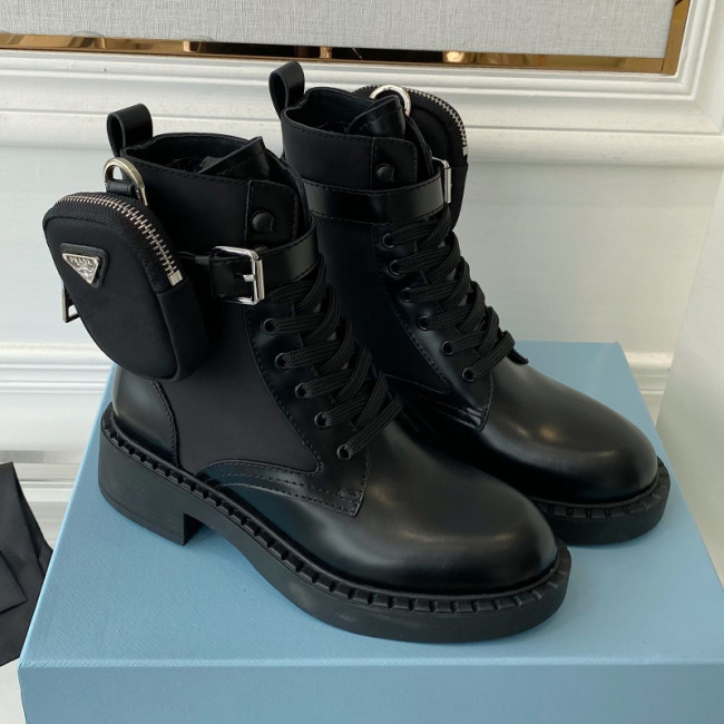 Prada Women Shoes Boots Luxury Brand Outdoor Monolith leather and nylon fabric boots 1T255M_3LJS_F0F24_F_B055 Whatapp