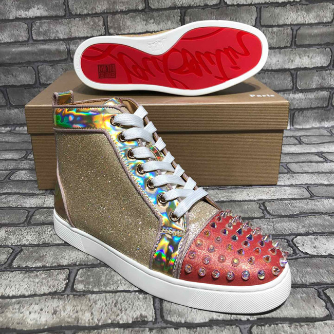 Christian Louboutin Mens Shoes Luxury Brand Red Bottom Design Louis Junior Spikes Flat with Original Box CL sneakers Whatapp