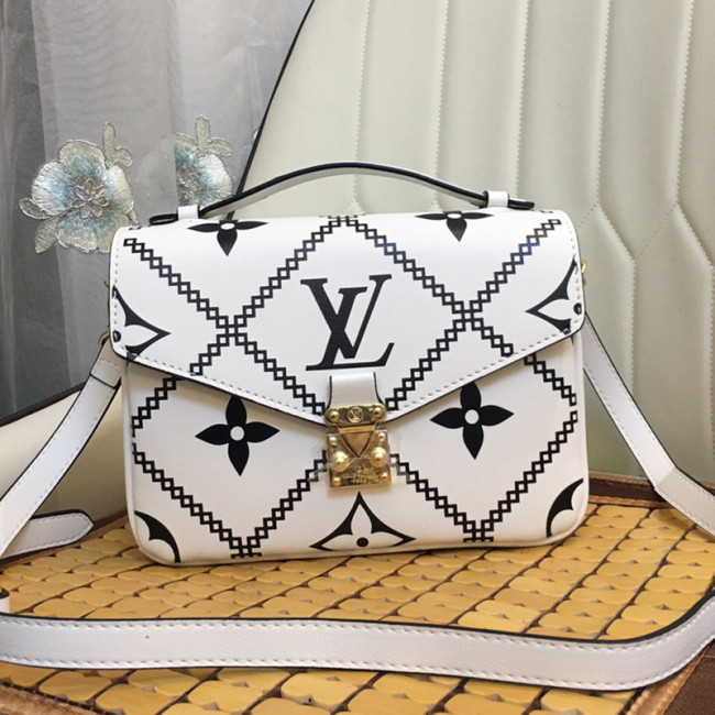 Louis Vuitton Womens Bags Crossbody Bag POCHETTE MÉTIS Black / Pink / Beige Embroidered embossed supple grained cowhide leather with Original Box M46028 Whatapp