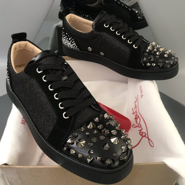 Christian Louboutin Mens Shoes Luxury Brand Red Bottom Design Louis Junior Spikes Flat with Original Box CL sneakers Whatapp