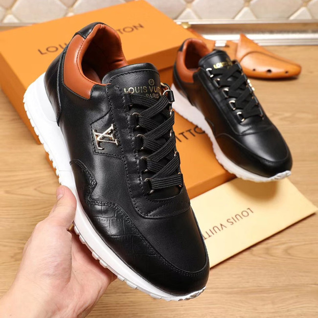 Louis Vuitton Men Shoes Sports RUN AWAY SNEAKER Running Design Luxury Brand with Original Box Alligator leather and calf leather Black 1A5EK8 Whatapp