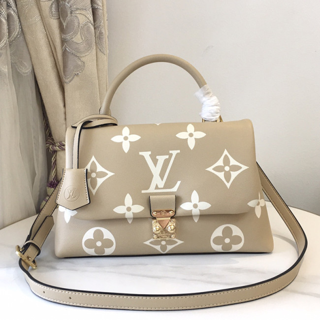 Louis Vuitton Womens Bags Messenger Shoulder Bags Luxury Brand MADELEINE MM M46041 Dove Gray / Crème Beige Embossed, grained cowhide leather with Original Box Whatapp