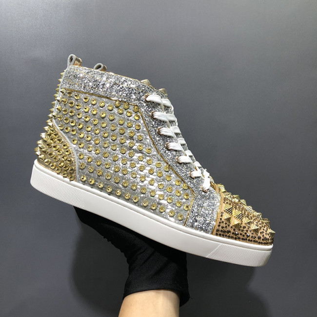 Christian Louboutin Mens Shoes Luxury Brand Red Bottom Design Louis Junior Spikes Flat with Original Box CL sneakers Whatapp