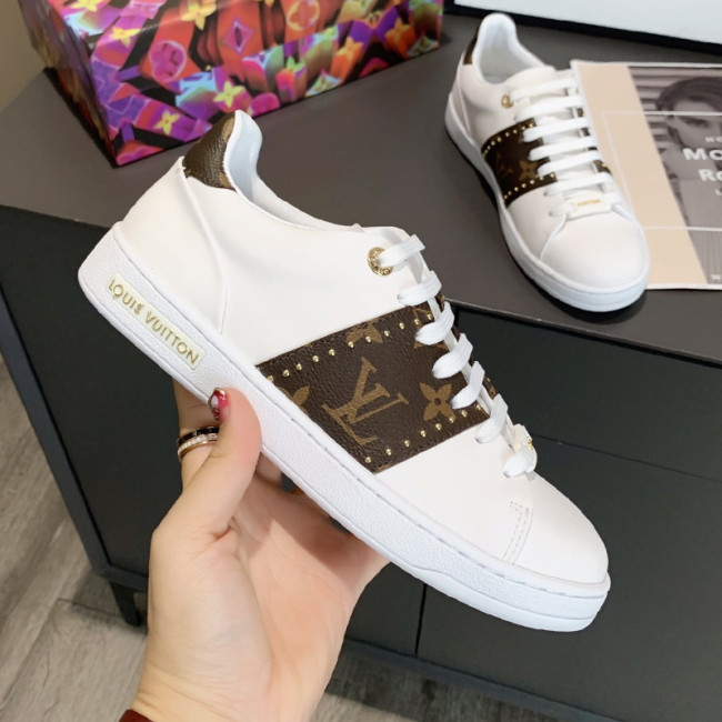 Louis Vuitton Women Shoes Fashion Luxury Brand FRONTROW SNEAKER 1A8FJA with Original Box Calf leather and patent Monogram canvas Whatapp