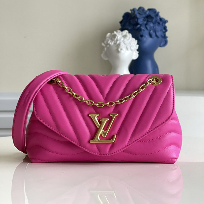 Louis Vuitton Womens Bags Shoulder Bag Luxury Brand LV NEW WAVE CHAIN BAG Agathe Pink Smooth cowhide leather with Original Box M58553 Whatapp