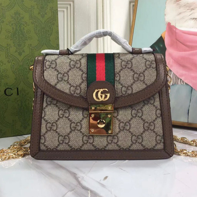 Gucci Womens Bags Shoulder Messenger Bag Luxury Brand Gucci Ophidia GG mini shoulder bag in brown and white canvas with Original Box 696180 96IWG 8745 Whatapp