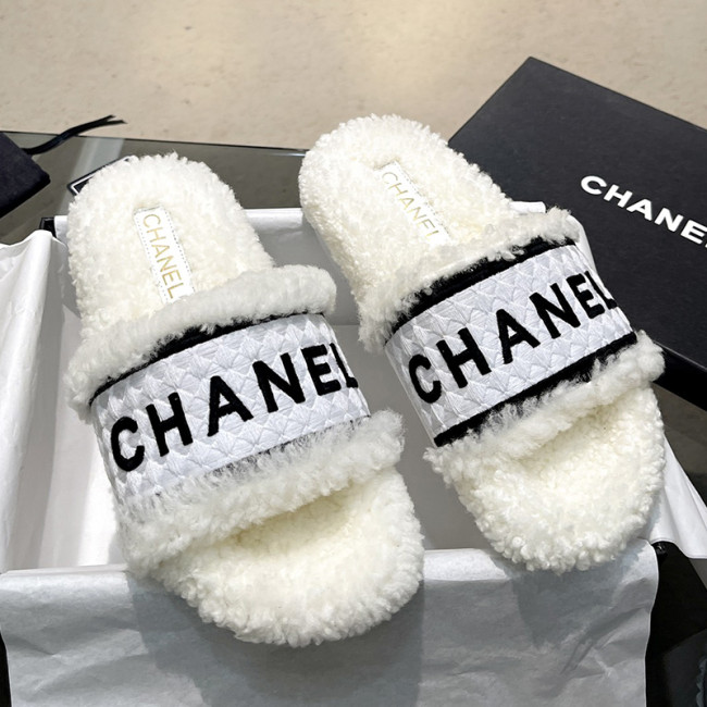 Chanel Womens Shoes Slippers Luxury Brand Winter Plus Velvet Design with Original Box Whatapp