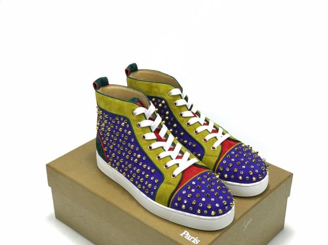 Christian Louboutin Mens Shoes Luxury Brand Red Bottom Design Louis Junior Spikes Flat with Original Box CL sneakers Whatapp