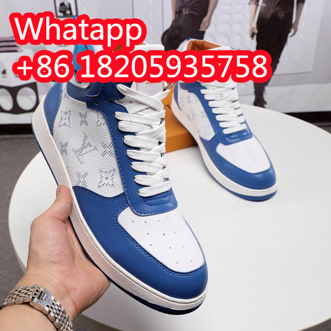 Louis Vuitton Men Shoes Sneakers Casual Luxury Brand RIVOLI SNEAKER BOOT Blue with Original Box Whatapp