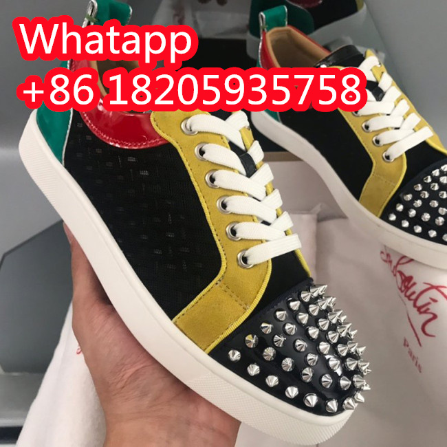 Christian Louboutin Mens Shoes Luxury Brand Red Bottom Design Louis Junior Spikes Flat with Original Box CL sneakers Whatapp