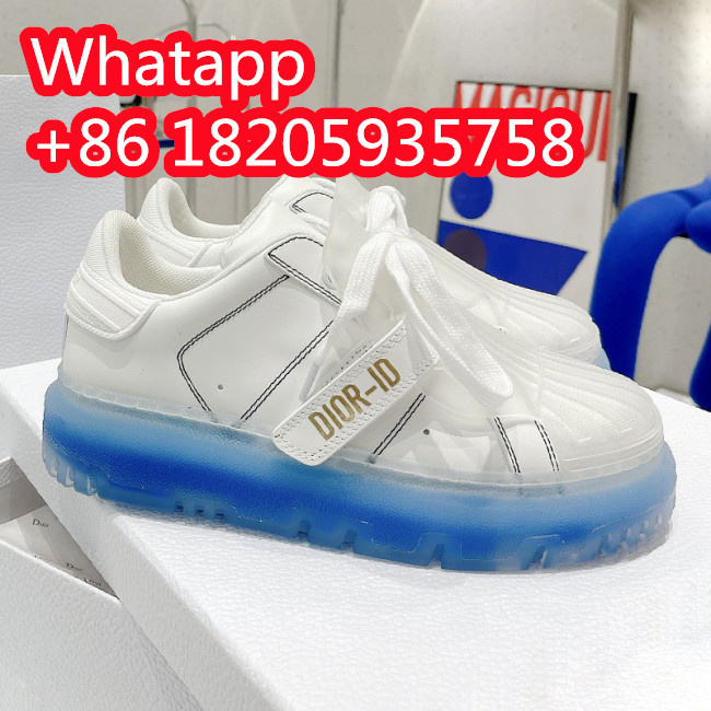 Dior Womens Shoes Sneakers Luxury Brand DIOR-ID SNEAKER White Calfskin and Deep Blue Transparent Rubber with Original Box KCK334CLB_S29W Whatapp