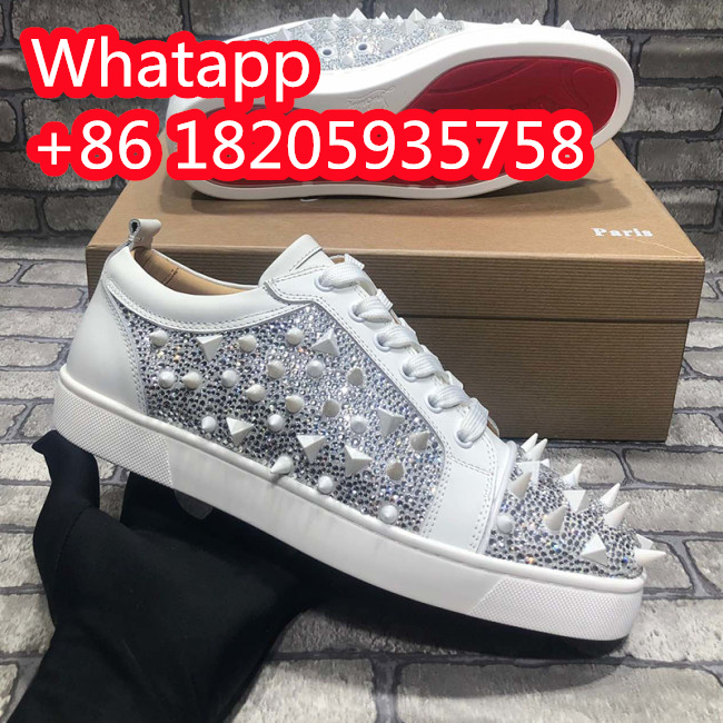 Christian Louboutin Mens Shoes Luxury Brand Red Bottom Design Louis Junior Spikes Flat with Original Box CL sneakers Whatapp