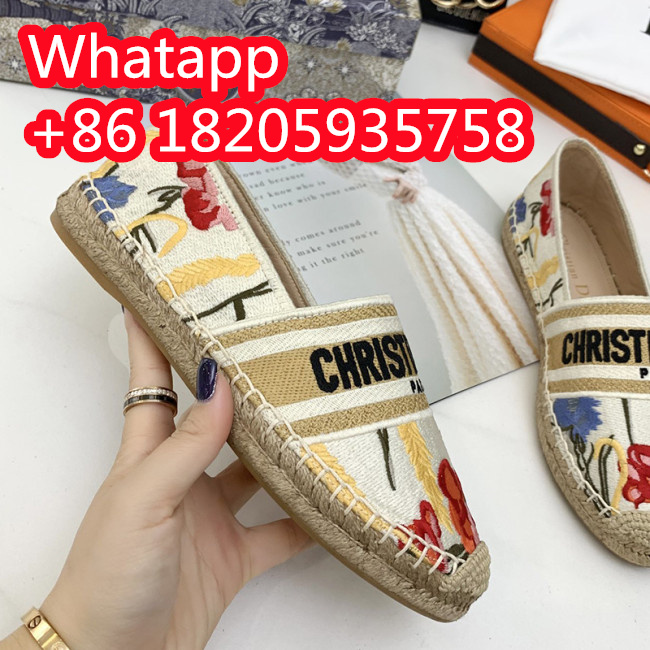 Dior Women Shoes Luxury Brand Design Dior Espadrille Nude Mesh Embroidery Womens Shoes with Original Box Whatapp