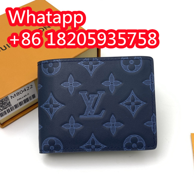 Louis Vuitton Mens Womens Wallets Purse Luxury Brand Designer MULTIPLE WALLET M80422 Navy Blue Monogram Shadow cowhide leather with Original Box Whatapp