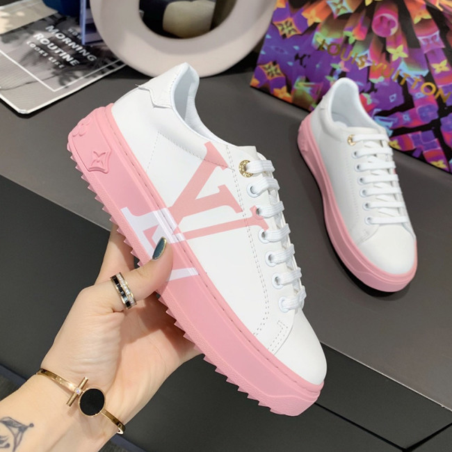 Louis Vuitton Women Shoes Sneakers Lace-Up Luxury Brand Fashion TIME OUT SNEAKER Light Pink 1A8MZR Whatapp