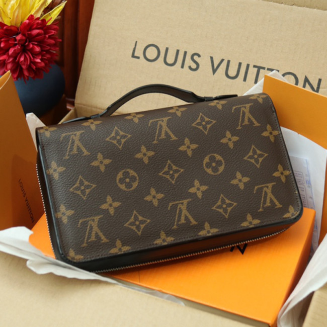 Louis Vuitton Mens Womens Bags Clutch Luxury Brand Fashion Type ZIPPY XL WALLET M61506 Monogram Macassar Coated Canvas with Original Box Whatapp