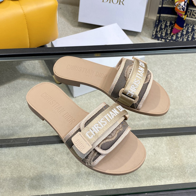 Dior Womens Shoes Sandals Slippers Slide Luxury Brand DIO(R)EVOLUTION SLIDE Shiny Technical Fabric with Dior Oblique Print with Original Box Whatapp