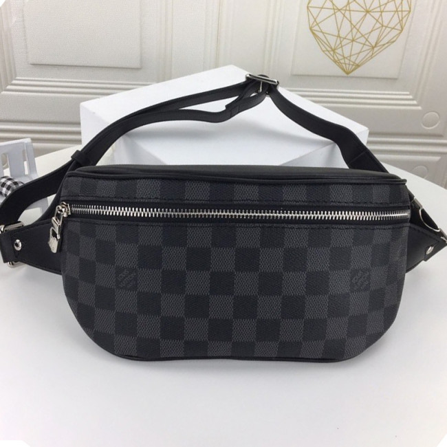 Louis Vuitton Mens Shoulder Bags Luxury Brand Fashion Type CAMPUS BUMBAG N40362 Damier Graphite coated canvas with Original Box Whatapp