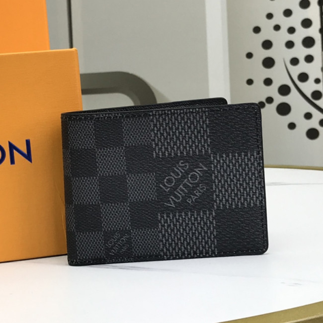 Louis Vuitton Mens Womens Wallets Purse Luxury Brand Designer MULTIPLE WALLET Gray Damier Graphite 3D coated canvas with Original Box N60434 Whatapp