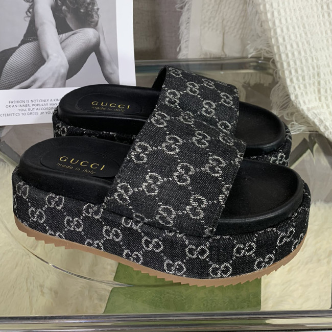 Gucci Womens Shoes Platform Slide Slippers Sandal Summer Design Luxury Brand Women's platform slide sandal with Original Box 623212 UKO00 2580 Whatapp