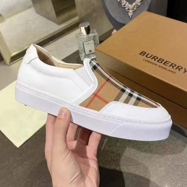 Burberry Mens Shoes Sneakers Fashion Type Luxury Brand Leather and Vintage Check Slip-on Sneakers with Original Box Whatapp