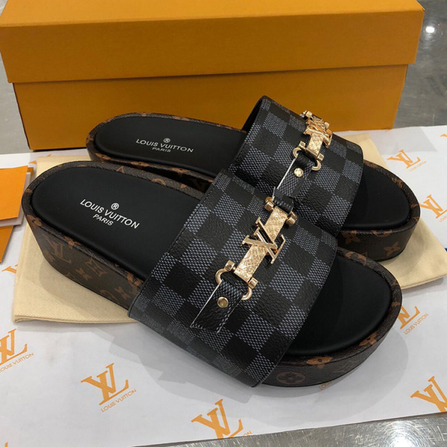 Louis Vuitton Womens Shoes Sandals Slippers Luxury Brand Louis Vuitton JUMBO FLATFORM MULE with Original Box 1A9QYY Whatapp