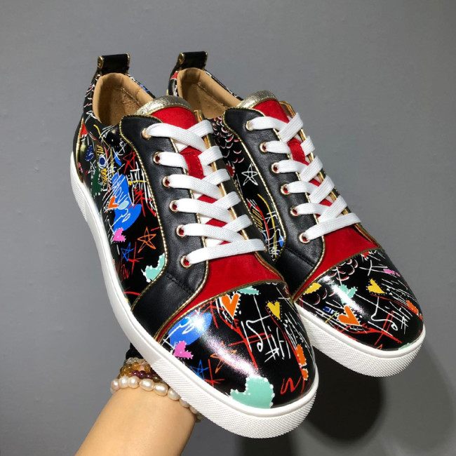 Christian Louboutin Mens Shoes Luxury Brand Red Bottom Design Louis Junior Spikes Flat with Original Box CL sneakers Whatapp