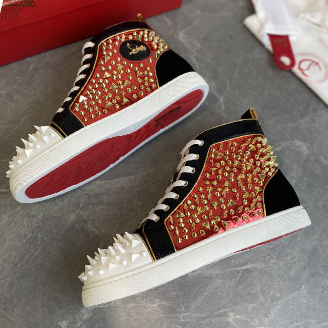 Christian Louboutin Mens Shoes Luxury Brand Red Bottom Design Louis Junior Spikes Flat with Original Box CL sneakers Whatapp