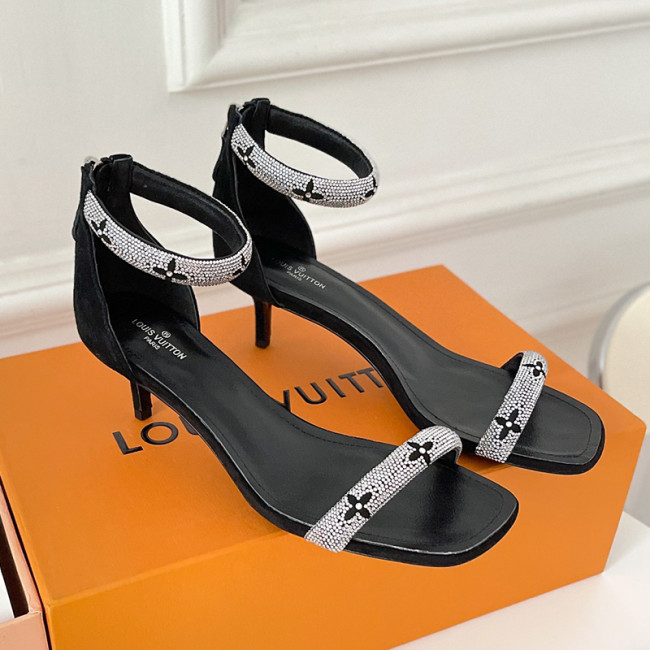 Louis Vuitton Womens Shoes Sandals Slippers Luxury Brand APPEAL SANDAL 1A965J Suede baby goat leather and strass with Original Box 5.5cm Heel Whatapp