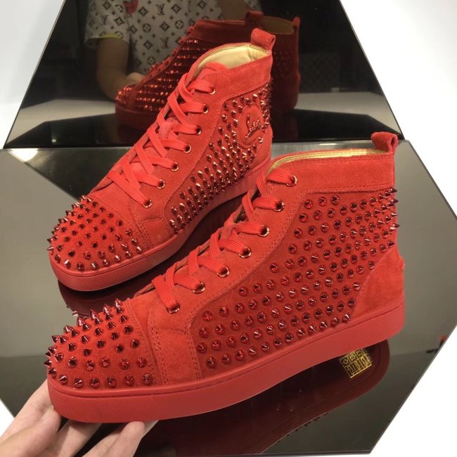 Christian Louboutin Mens Shoes Luxury Brand Red Bottom Design Louis Junior Spikes Flat with Original Box CL sneakers Whatapp