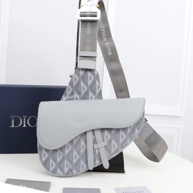 Dior Womens Mens Bag Saddle Bag Luxury Brand Design Fashion Type Shoulder Bags SADDLE BAG Dior Gray CD Diamond Canvas and Smooth Calfskin 1ADPO093CDP_H42E with Original Box Whatapp