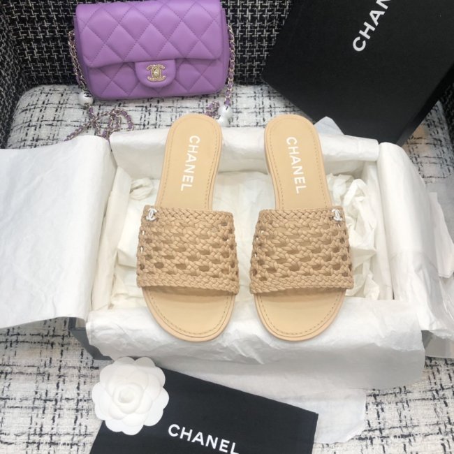 Chanel Womens Shoes Mule Weave Flat Sandals Whatapp