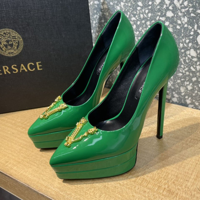 Versace Brand Womens Sandals Shoes Pumps Leather Big Size LA MEDUSA LEATHER PUMPS Design Luxury Brand Sandals for Women Whatapp