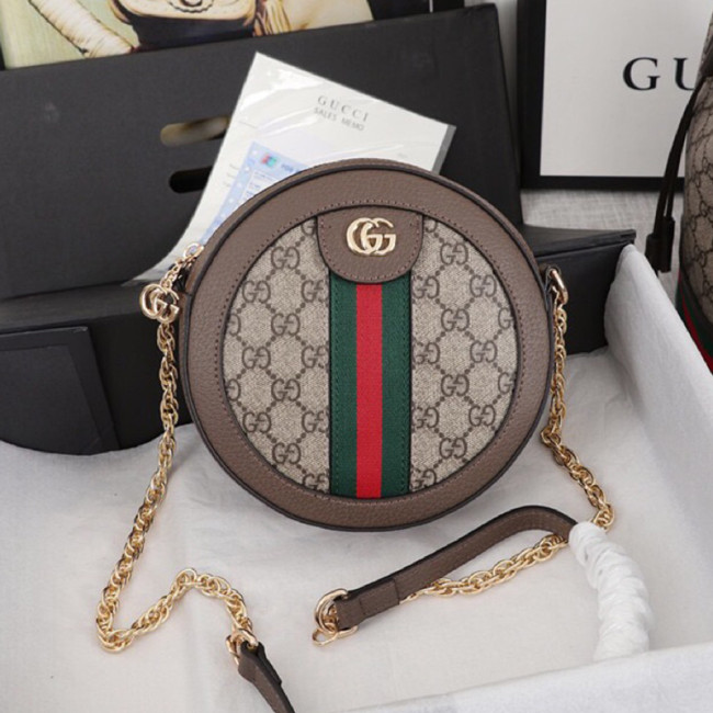 Gucci Womens Messenger Bags Luxury Brand Leather Design Ophidia mini GG round shoulder bag 550618 96I3B 8745 with Original Box Whatapp