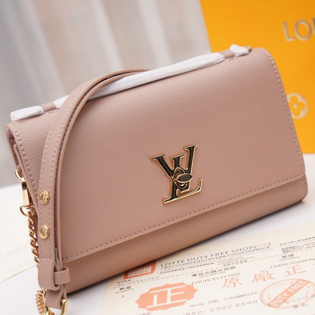 Louis Vuitton Womens Bags Luxury Brand Fashion Type LOCKME CLUTCH Greige Wallet Purse M56087 Whatapp