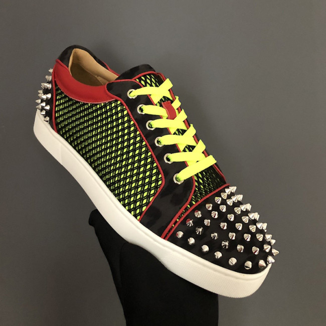 Christian Louboutin Mens Shoes Luxury Brand Red Bottom Design Louis Junior Spikes Flat with Original Box CL sneakers Whatapp