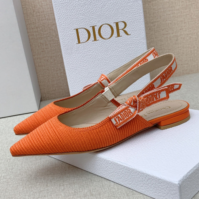 Dior Women Shoes Pumps Luxury Design Fashion Type Flat Heel Shoes for Wedding Style J'ADIOR SLINGBACK BALLERINA Cotton Fabric with Original Box Flat Whatapp