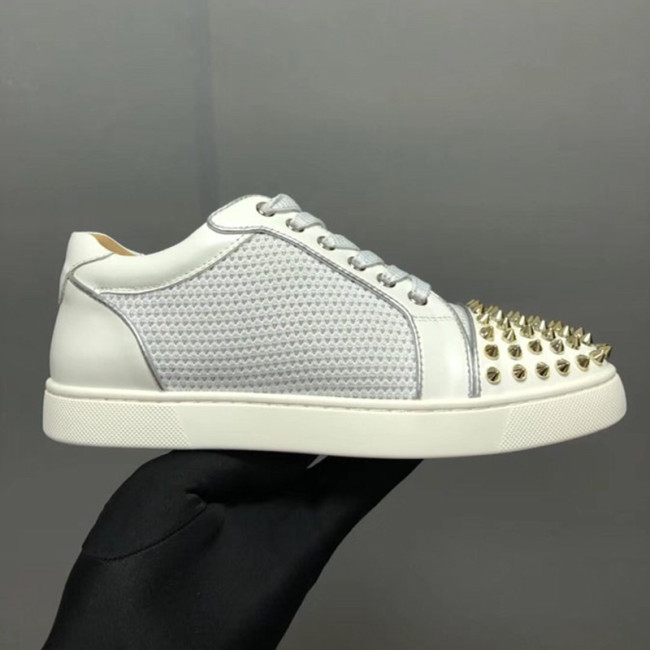 Christian Louboutin Mens Shoes Luxury Brand Red Bottom Design Louis Junior Spikes Flat with Original Box CL sneakers Whatapp