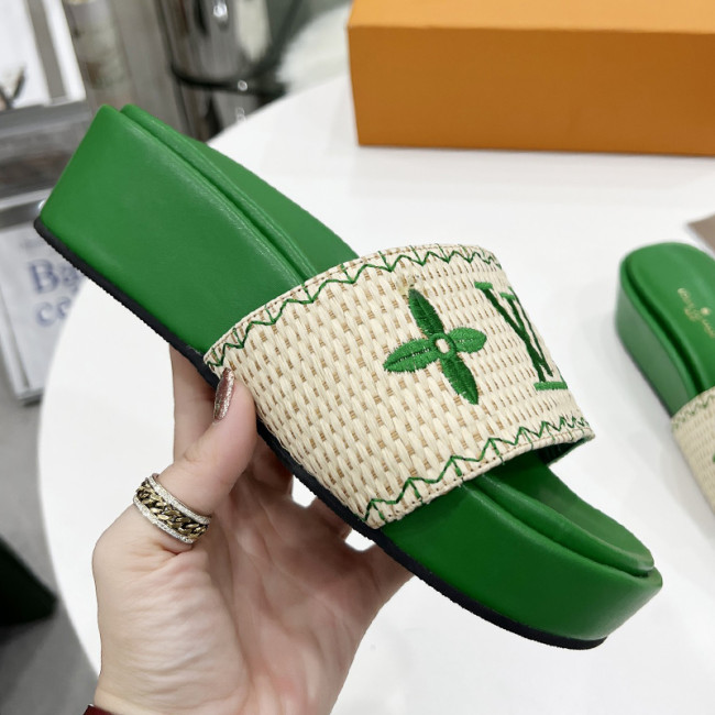 Louis Vuitton Womens Shoes Sandals Slippers Luxury Brand Louis Vuitton JUMBO FLATFORM MULE with Original Box 1A9QYY Whatapp