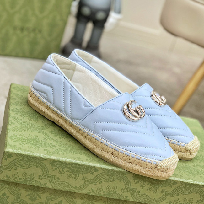 Gucci Womens Shoes Fashion Type Luxury Brand Leather espadrille with Double G Casual Shoes for Women with Original Box Whatapp