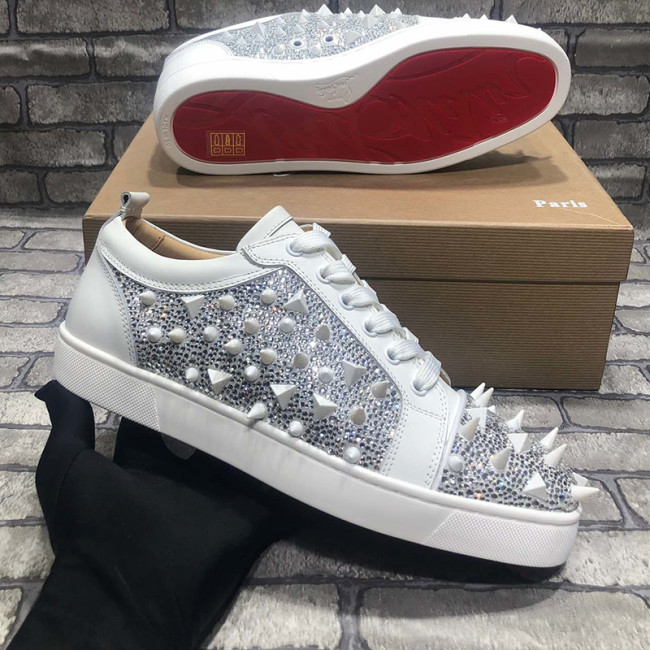 Christian Louboutin Mens Shoes Luxury Brand Red Bottom Design Louis Junior Spikes Flat with Original Box CL sneakers Whatapp