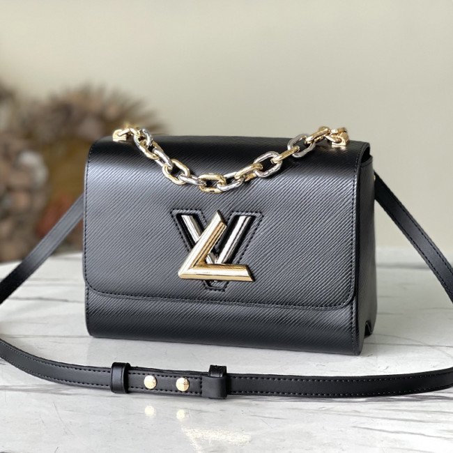 Louis Vuitton Womens Bags Shoulder Messenger Bags Luxury Brand TWIST MM Black Epi Grained leather M59411 with Original Box Whatapp