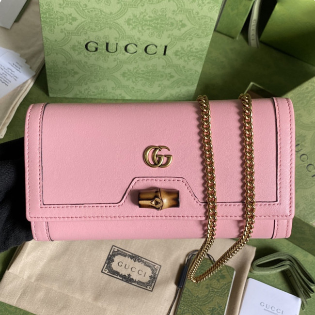 Gucci Womens Mens Bags Wallets Luxury Brand Gucci Diana chain wallet with bamboo in leather with Original Box 658243 17Q0T 9022 Whatapp