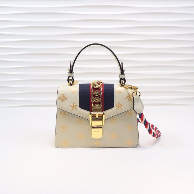 Gucci Womens Bag Sylvie Bee Star Mini Leather Bag